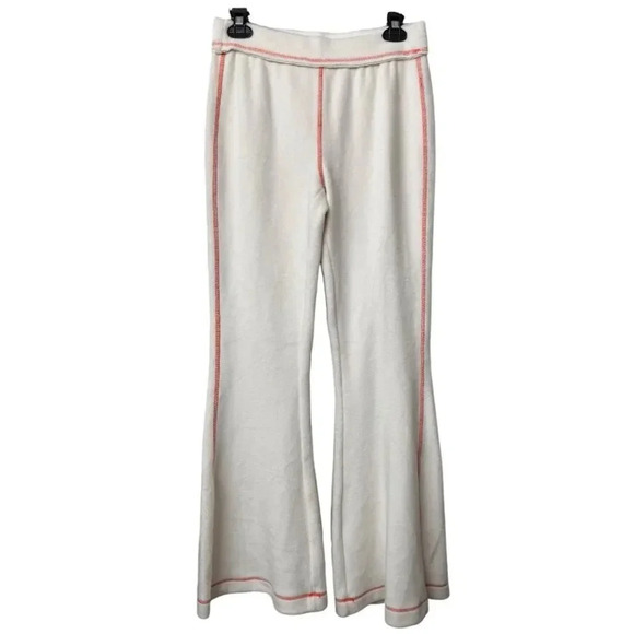 Out From Under Fleece Flare Pants Urban Outfitters Cream White and Red Pull On - Picture 5 of 10